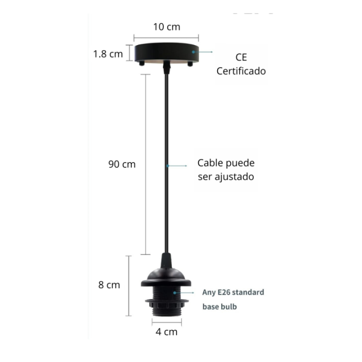 Extensión y base para lámpara