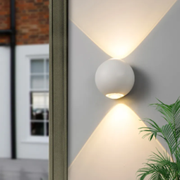 Lámpara de pared exterior esfera dos luces negra o blanca