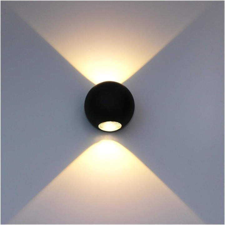 Lámpara de pared exterior esfera dos luces negra o blanca