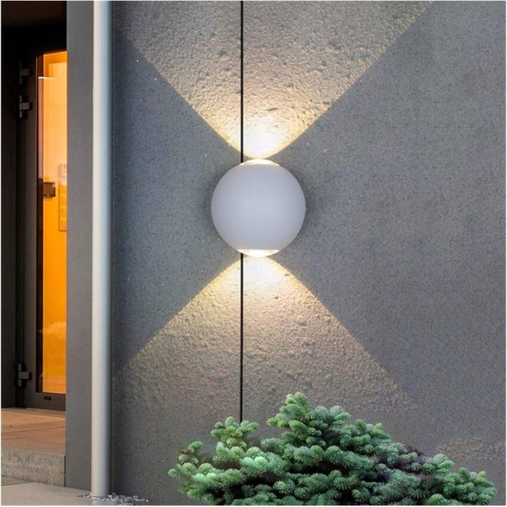 Lámpara de pared exterior esfera dos luces negra o blanca