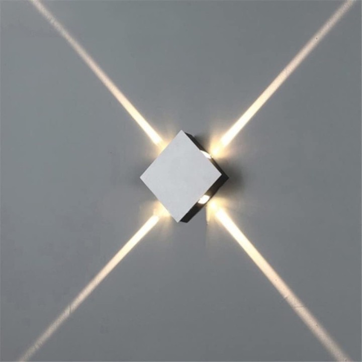 Lámpara de pared exterior tipo rombo 4 luces blanca