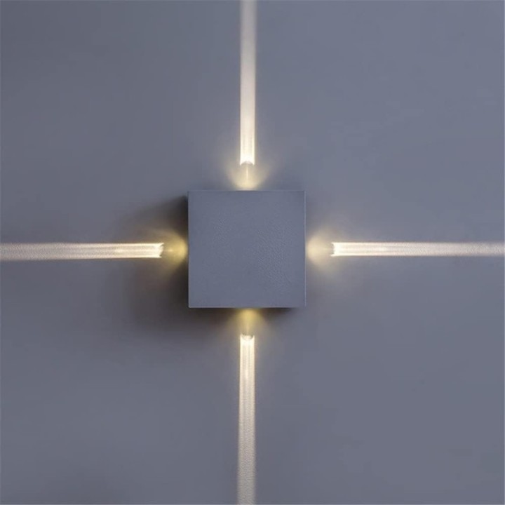 Lámpara de pared exterior tipo rombo 4 luces blanca