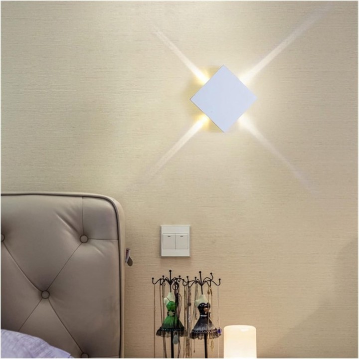 Lámpara de pared exterior tipo rombo 4 luces blanca