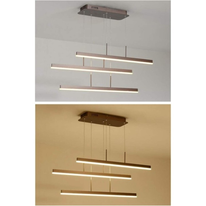 Lámpara colgante led 3 líneas horizontales (café)