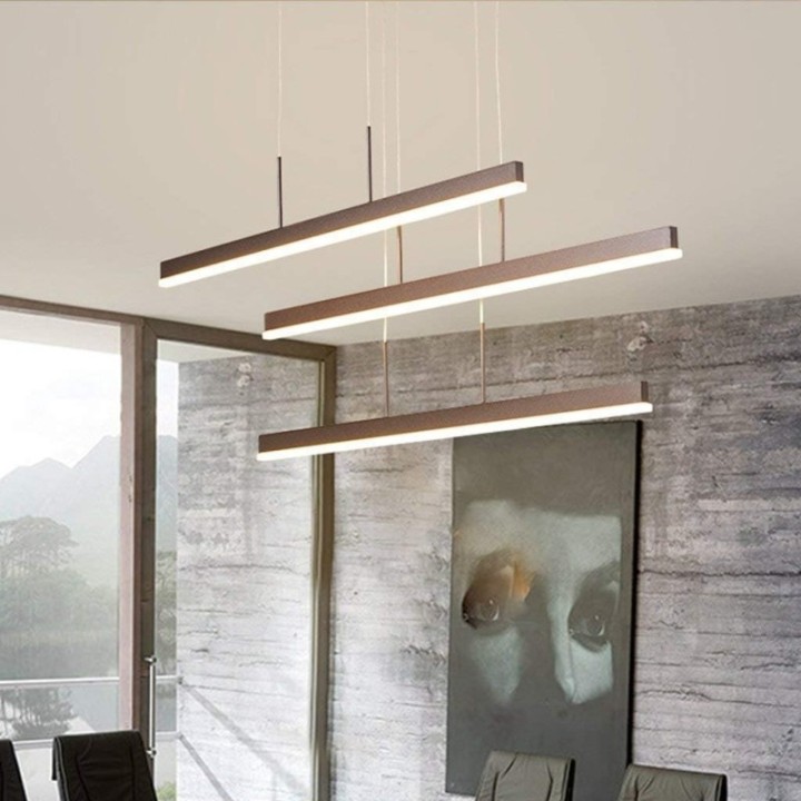 Lámpara colgante led 3 líneas horizontales (café)