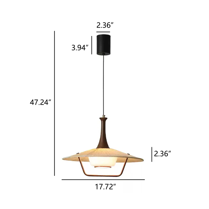 Lámpara colgante estilo oriental con detalle de madera