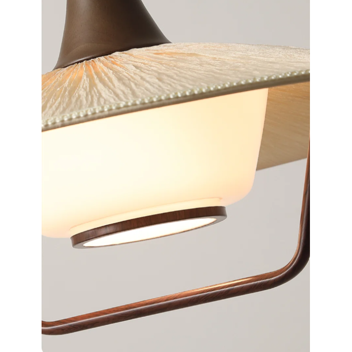 Lámpara colgante estilo oriental con detalle de madera