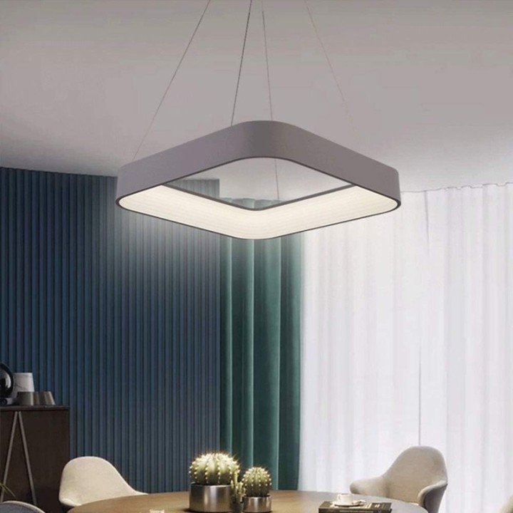 Lámpara colgante tipo cuadro LED color gris o blanco