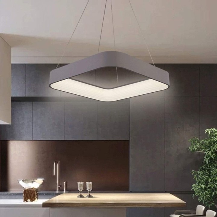 Lámpara colgante tipo cuadro LED color gris o blanco
