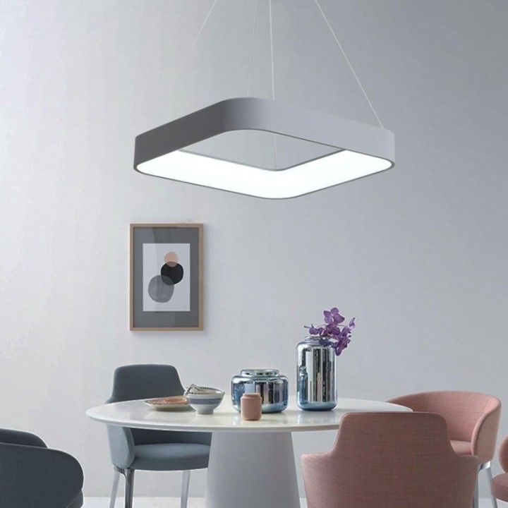 Lámpara colgante tipo cuadro LED color gris o blanco