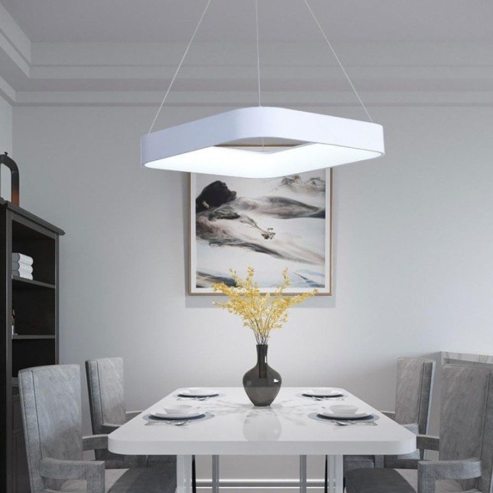 Lámpara colgante tipo cuadro LED color gris o blanco
