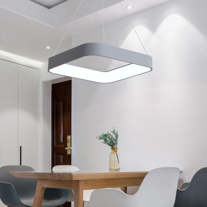 Lámpara colgante tipo cuadro LED color gris o blanco