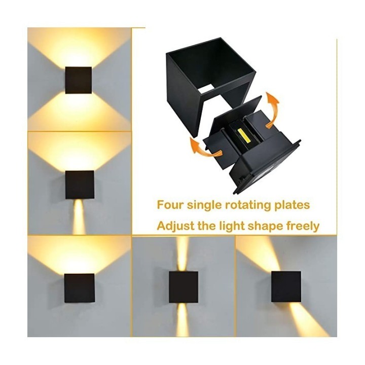 Lámpara de pared exterior tipo cubo con luz Led
