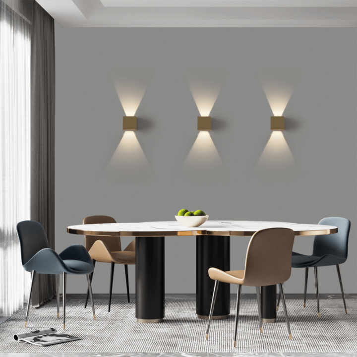 Lámpara de pared exterior tipo cubo con luz Led