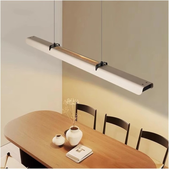 Lámpara colgante lineal café madera