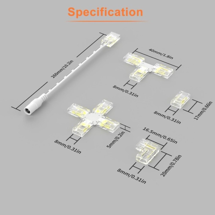 Kit de Conectores de Tira LED COB de 8mm