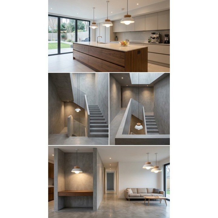 Lámpara colgante estilo escandinavo detalle tipo madera