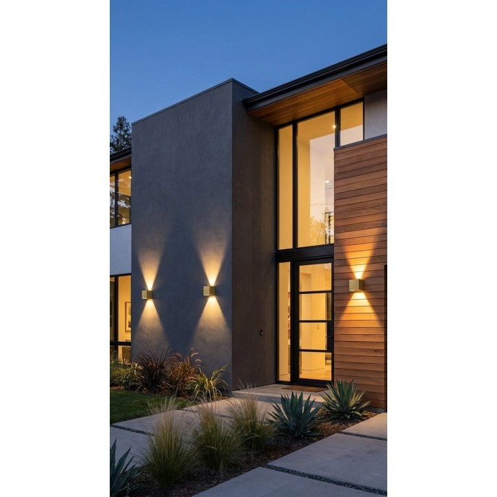 Lámpara de pared exterior tipo cubo con luz Led