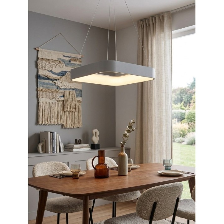 Lámpara colgante tipo cuadro LED color gris o blanco