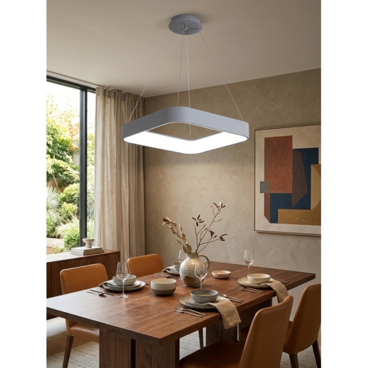 Lámpara colgante tipo cuadro LED color gris o blanco