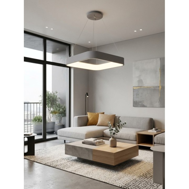 Lámpara colgante tipo cuadro LED color gris o blanco