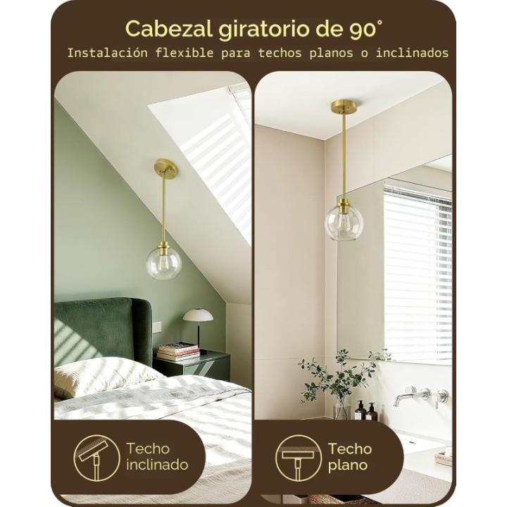 Lámpara colgante pantalla de vidrio