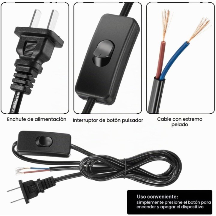 Cable con enchufe e interruptor