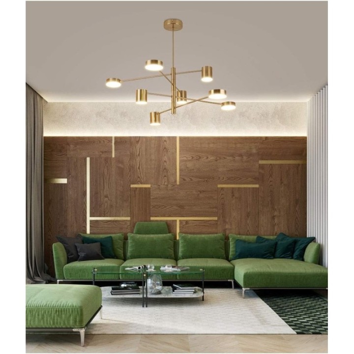 Lámpara LED de cielo dorada 8 brazos